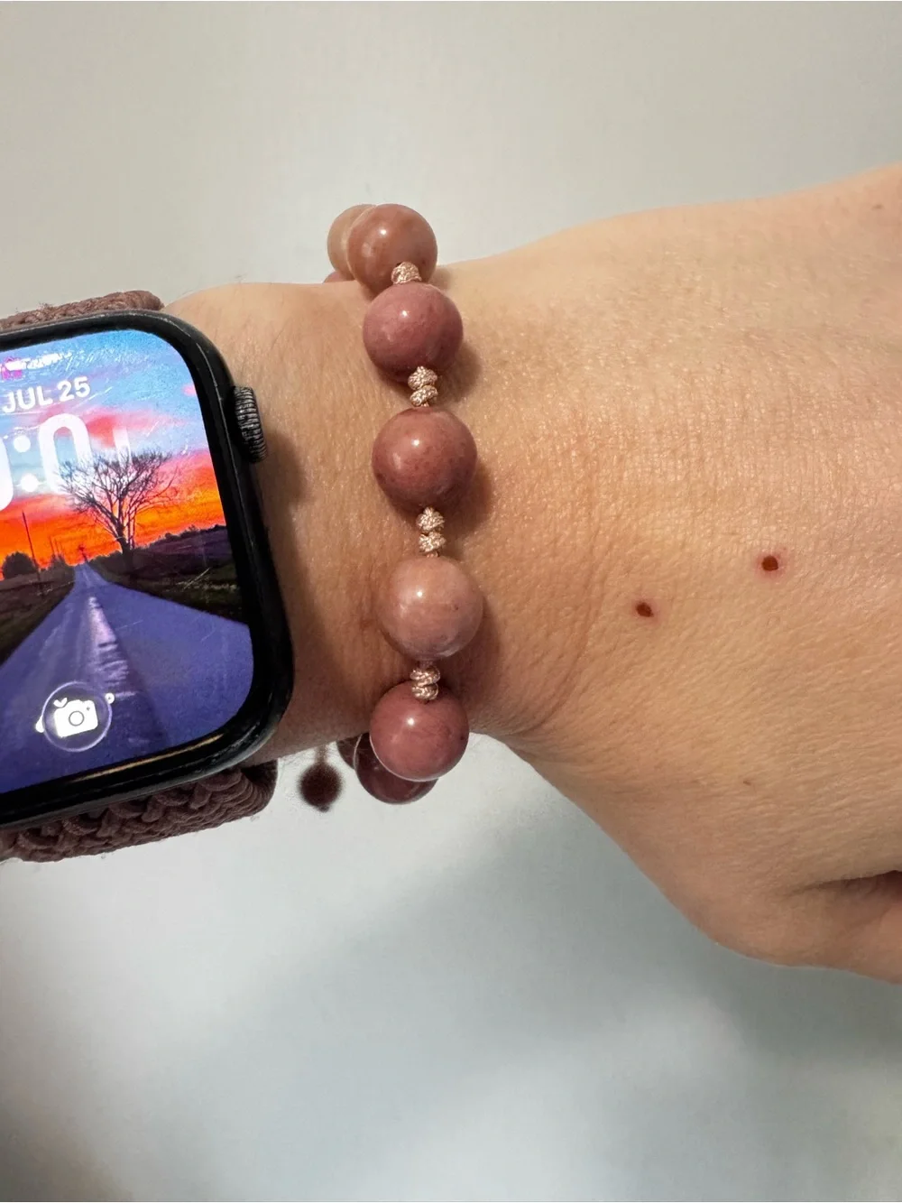 Pink Rhodochrosite Beaded Bracelet